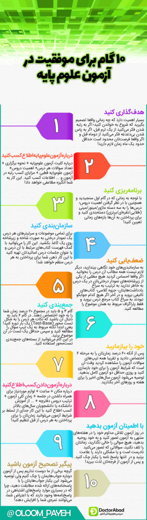 10 گام برای موفقیت در آزمون علوم پایه